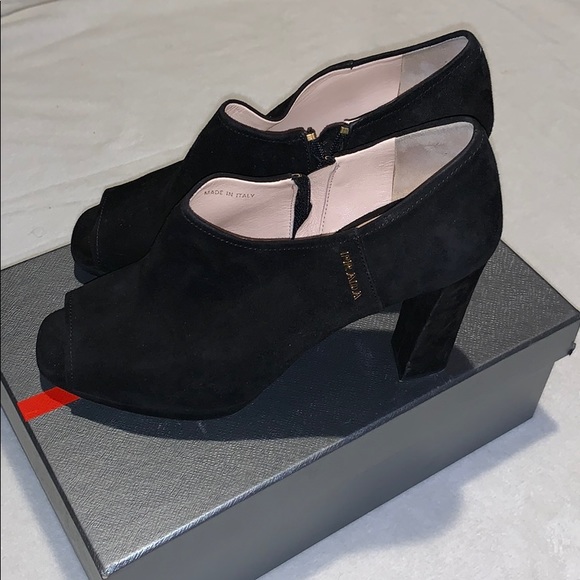 Prada Shoes - Prada black peep toe booties